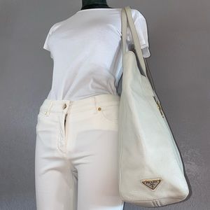 PRADA Soft Leather Zip-Top Tote Bag Carryall